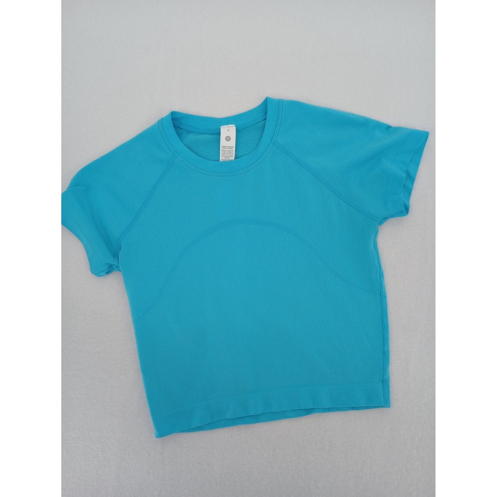 Lululemon Swiftly Tech Short Sleeve 2.0 Women 4 Blue Crew Neck Athletic Top